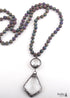 Boho Necklace, RH Antique Brass Lava Stone Glass
